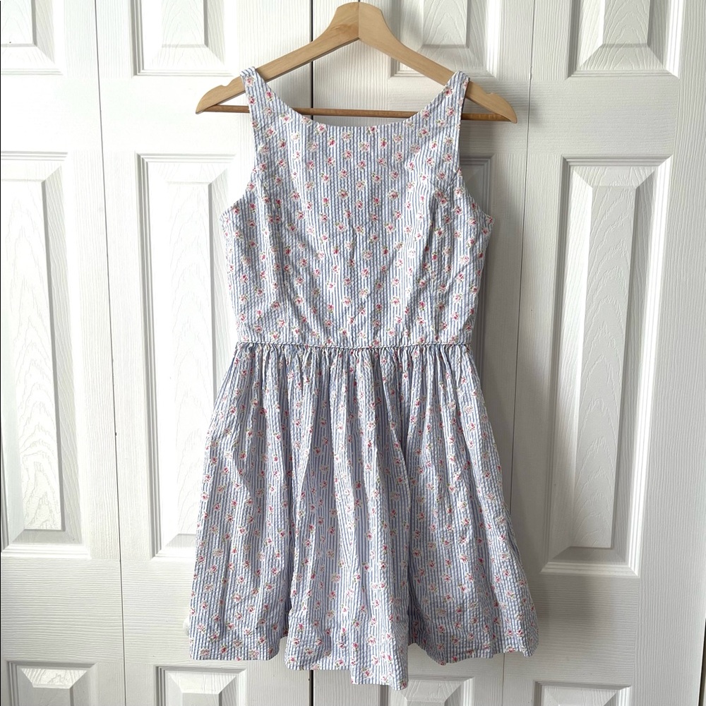 POLO RALPH LAUREN Flower Blue Seersucker Dress Girls size 16